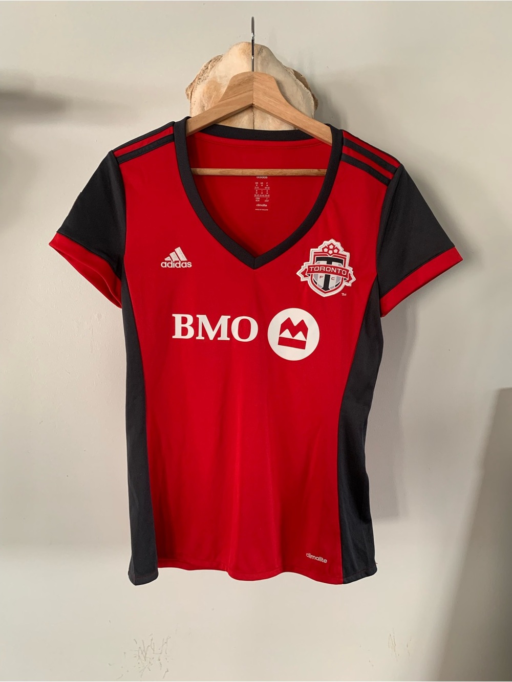 adidas Red Women's Athletic Soccer Jersey with Black Trim